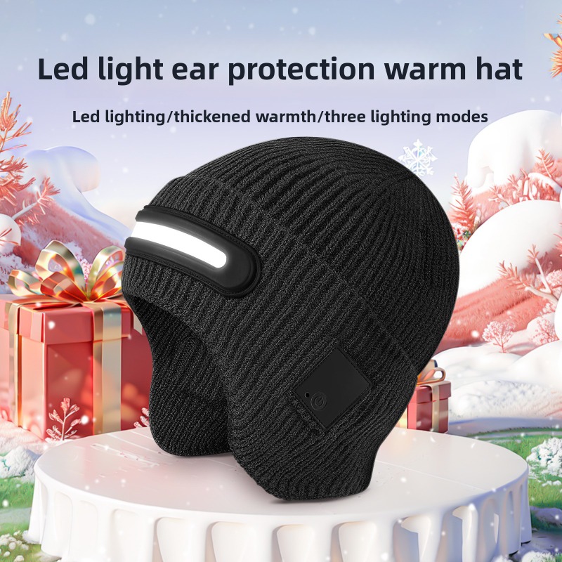 Running Gear In Cold Weather - LED Headlamp Winter Hat Outdoor Ski